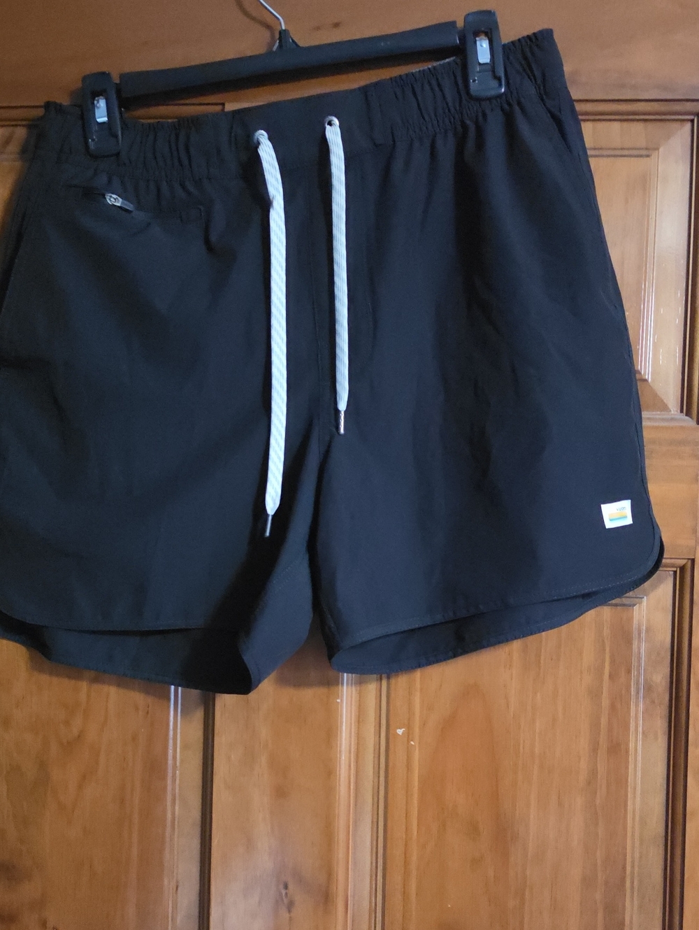 Vuori Black Athletic Shorts with White Drawstring